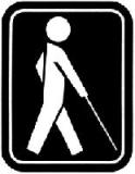 panneau signalisant un mal-voyant avec une canne blanche